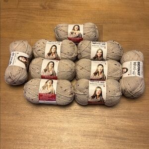 BERNAT WOOL-UP WORSTED YARN, CARAMEL TWEED - (Set of 9 Skeins) - NWT